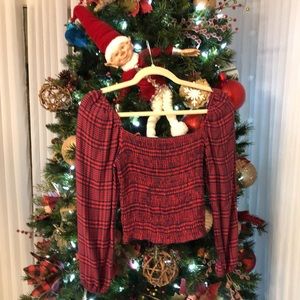 Abercrombie & Fitch red plaid crop top